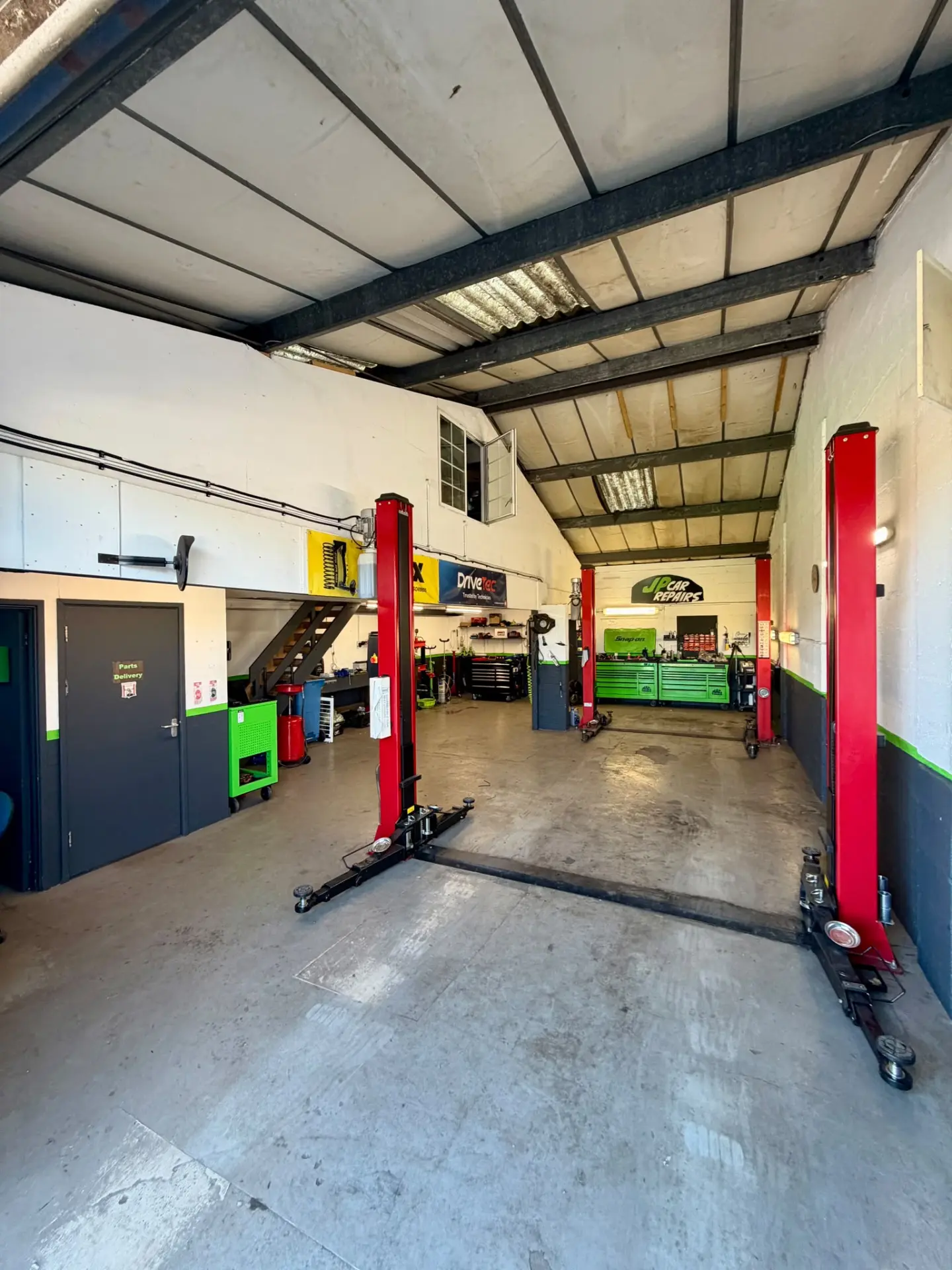 The JP Car Repairs workshop floor in Penryn